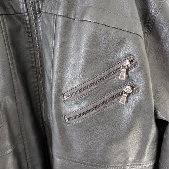 Hood Crew Men’s Unisex Casual Faux Leather Zip-Up Motorcycle Bomber Jacket - XL - Picture 11 of 16